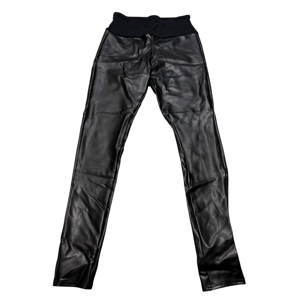 ASSETS by SPANX Black Faux Leather Leggings Size S